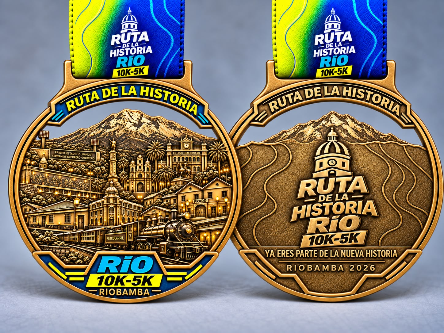 Medalla Oficial Finisher conmemorativa - Ruta de la Historia Río 10K-5K
